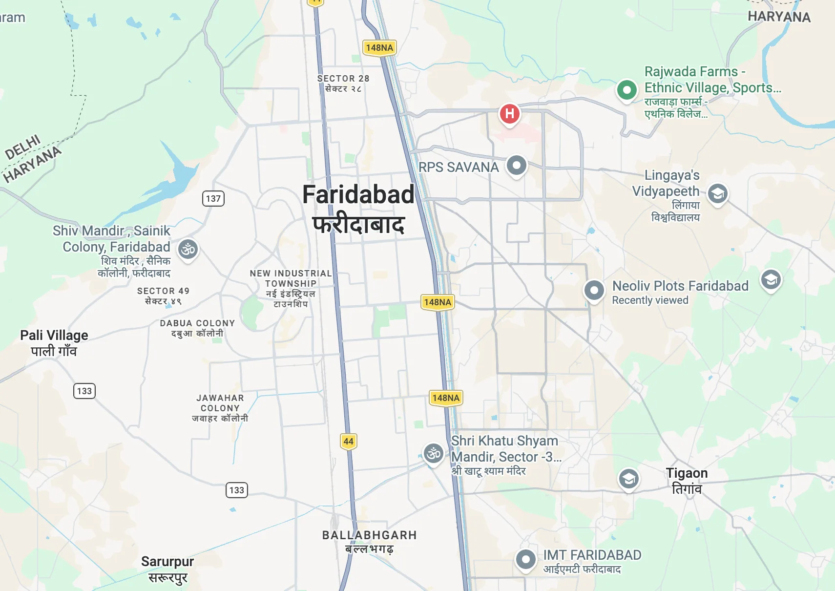 Neoliv Faridabad Location Map Sector 98 & 99A
